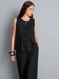 Plissiertes Top in Knitteroptik zum Binden