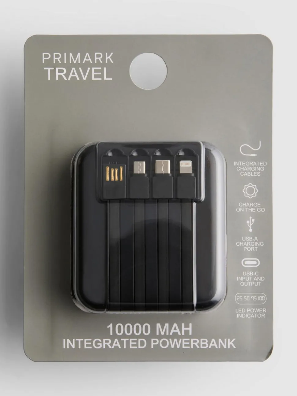 Powerbank mit integrierten Ladekabeln, 10 000 mAh