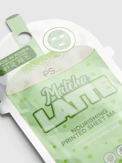 PS... Bedruckte Matcha Latte-Tuchmaske