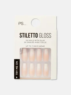 PS... Glänzende Stiletto-Kunstnägel im Ombré-Look