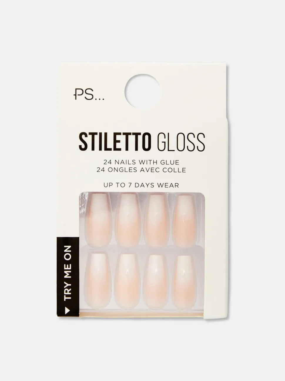 PS... Glänzende Stiletto-Kunstnägel im Ombré-Look