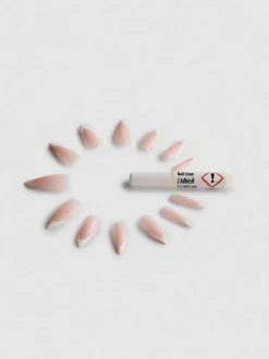PS... Pro Lange Stiletto-Kunstnägel mit Kunstperlen und Gel-Effekt