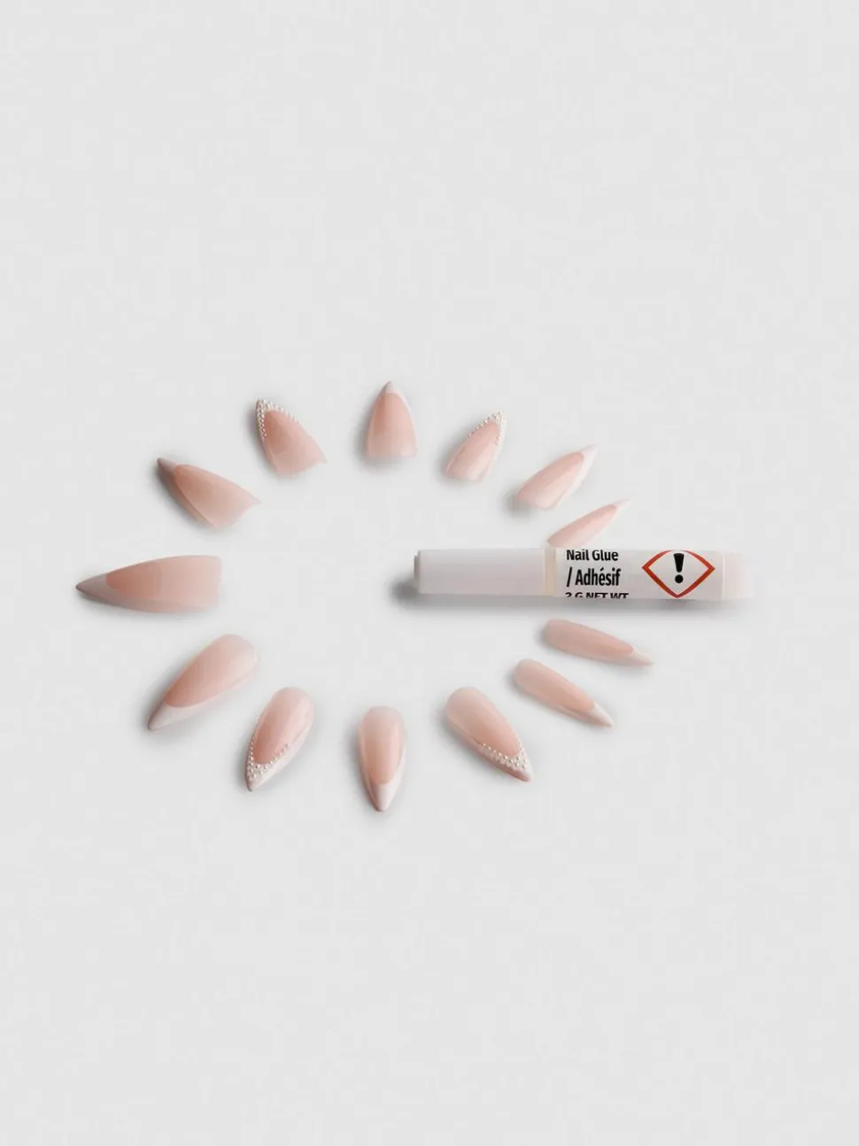 PS... Pro Lange Stiletto-Kunstnägel mit Kunstperlen und Gel-Effekt