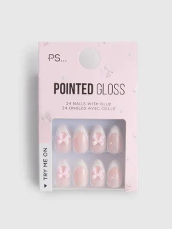 PS… Spitze, glänzende Kunstnägel mit French-Tips