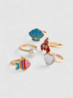 Ringe mit Meeresmotiven, 5er-Pack