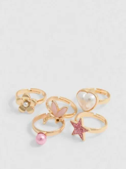 Ringe mit verschiedenen Details, 5er-Pack