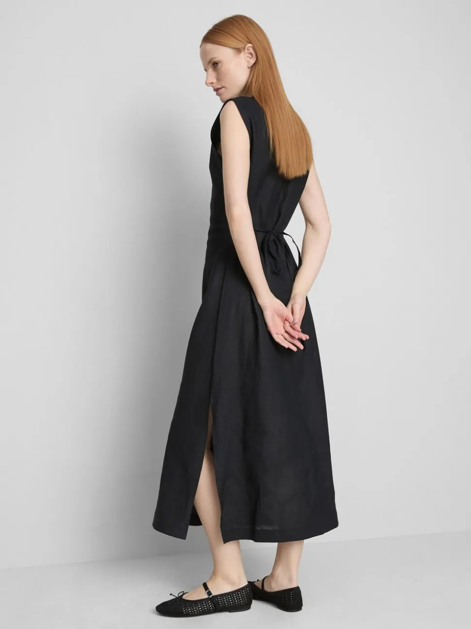 Ärmelloses „The Edit“ Leinen-Midikleid