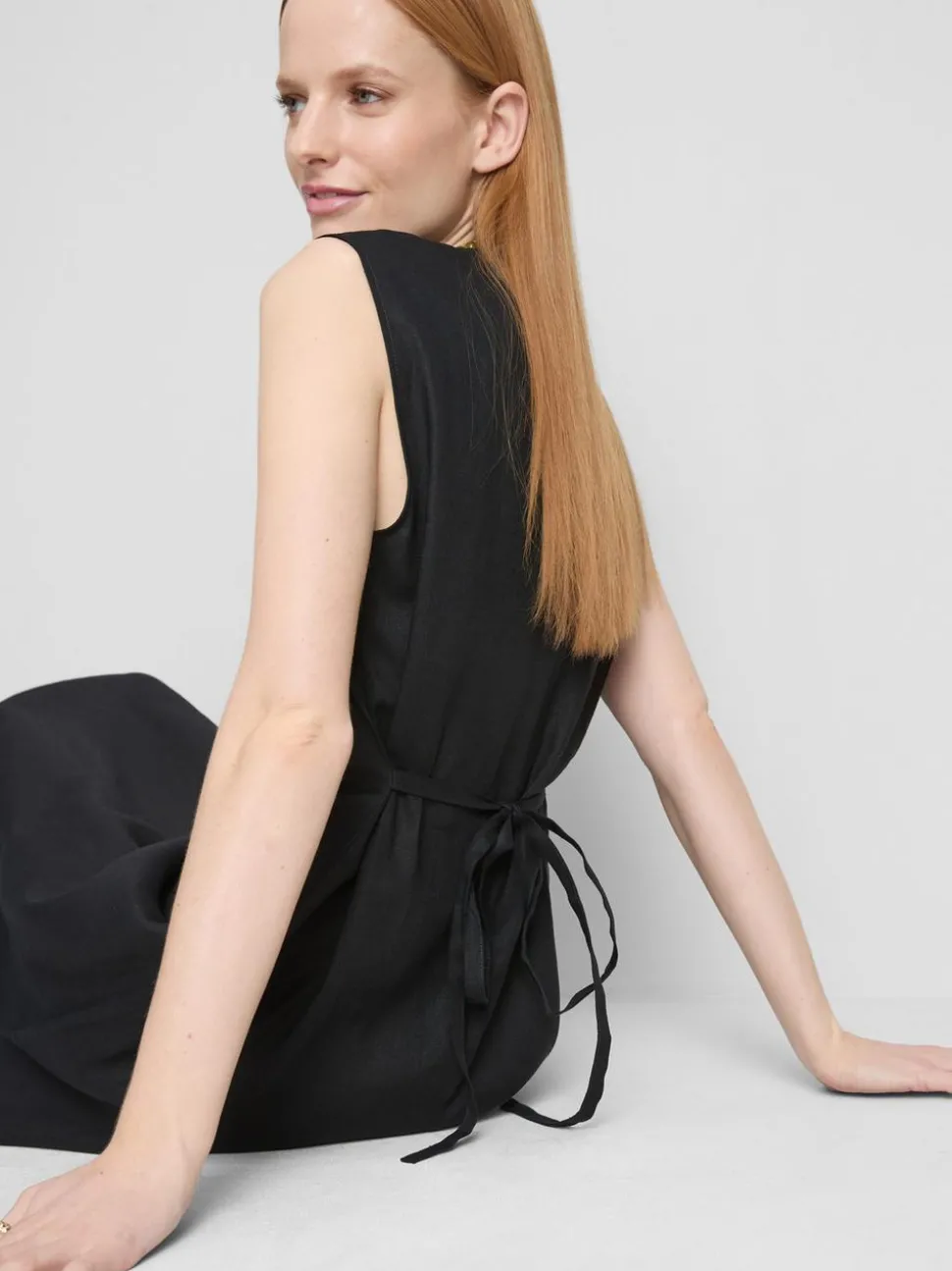 Ärmelloses „The Edit“ Leinen-Midikleid
