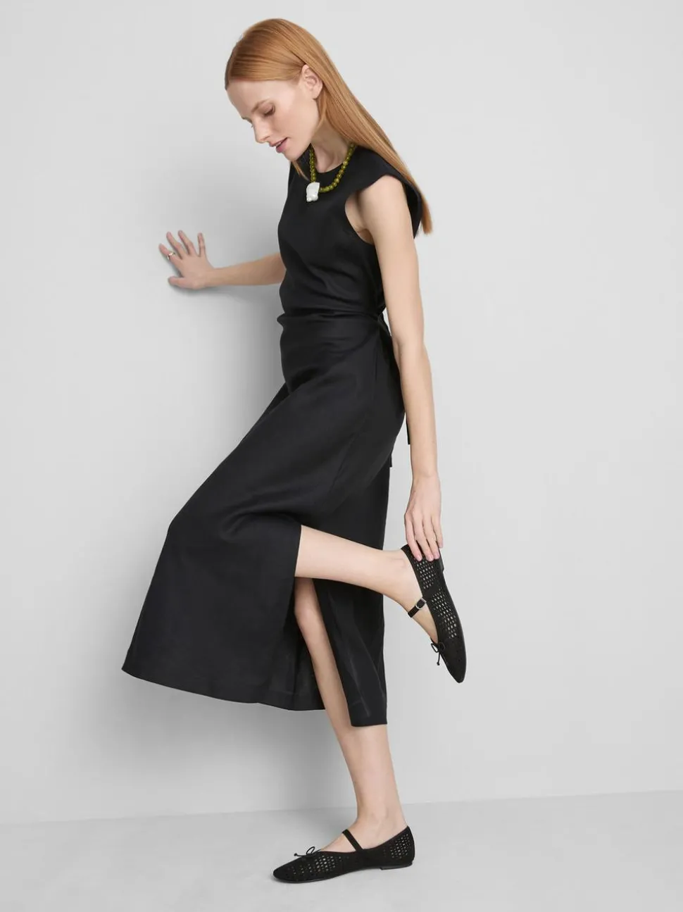 Ärmelloses „The Edit“ Leinen-Midikleid