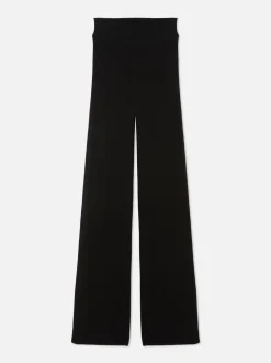 Samt-Leggings mit ausgestelltem Bein