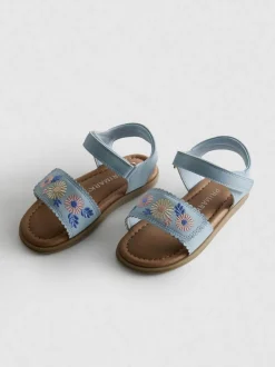 Sandalen mit Blumenstickerei
