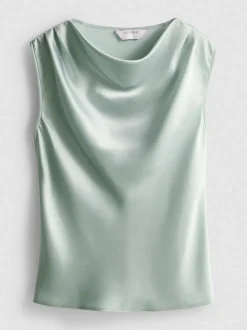 Satin-Bluse mit Wasserfallausschnitt