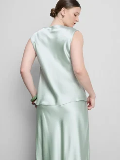 Satin-Bluse mit Wasserfallausschnitt