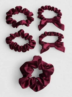 Satin-Haargummis, 5er-Pack