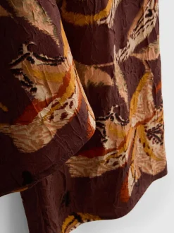 Satin-Hose in Knitteroptik mit weitem Bein und Blumenmuster
