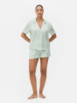 Satin-Schlafanzug mit Hemd und Shorts
