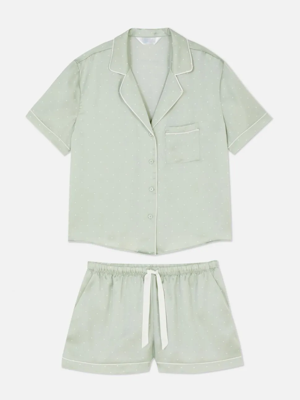 Satin-Schlafanzug mit Hemd und Shorts