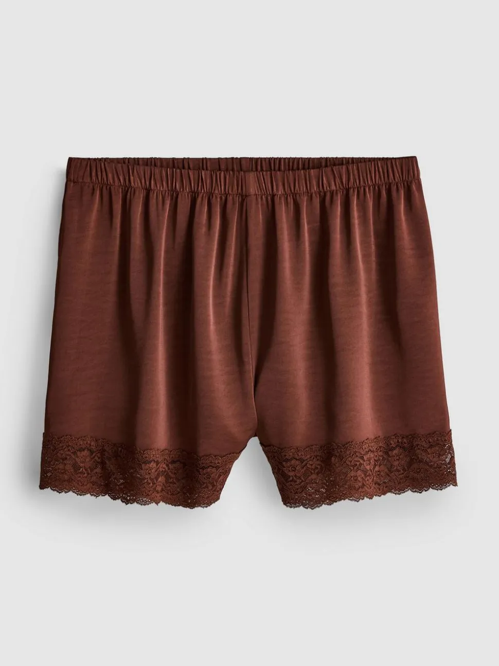Satin-Shorts mit Spitzenbesatz