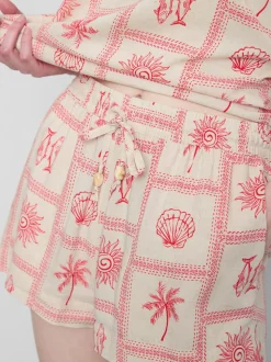 Schlafanzugshorts mit Kordelzug und Kachel-Print