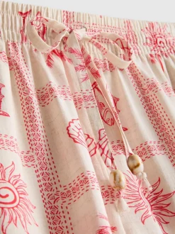 Schlafanzugshorts mit Kordelzug und Kachel-Print
