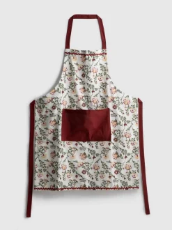 Schürze mit Blumenmuster und Tasche