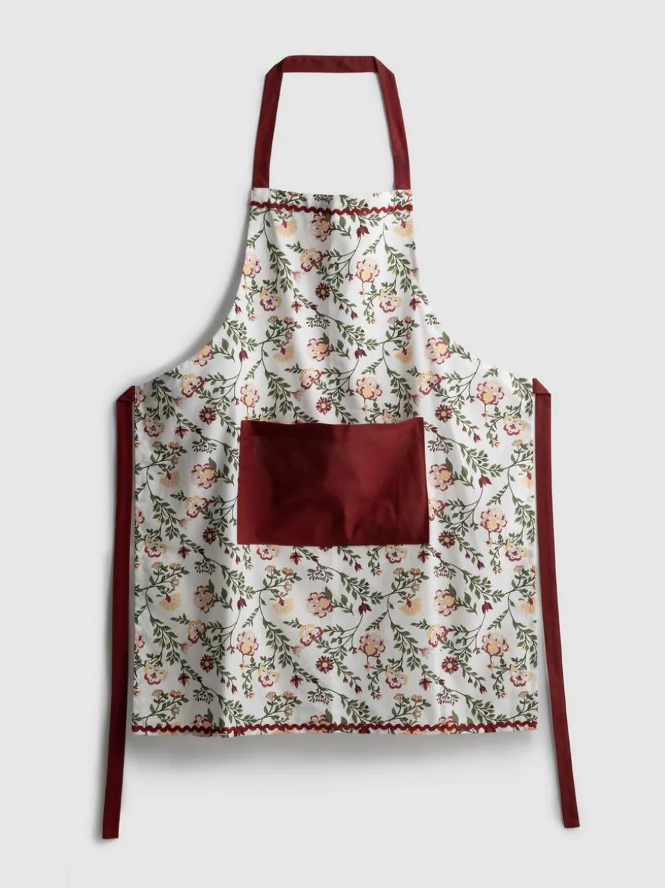 Schürze mit Blumenmuster und Tasche
