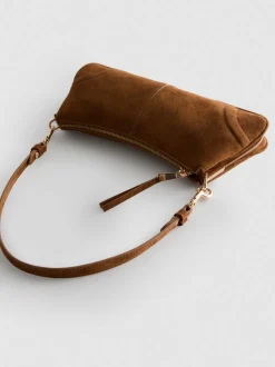 Schultertasche in Wildleder-Optik