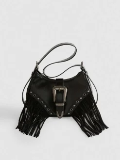 Schultertasche mit Fransen und Schnalle