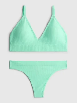 Set mit nahtlosem, gepolstertem Triangel-BH und Tanga