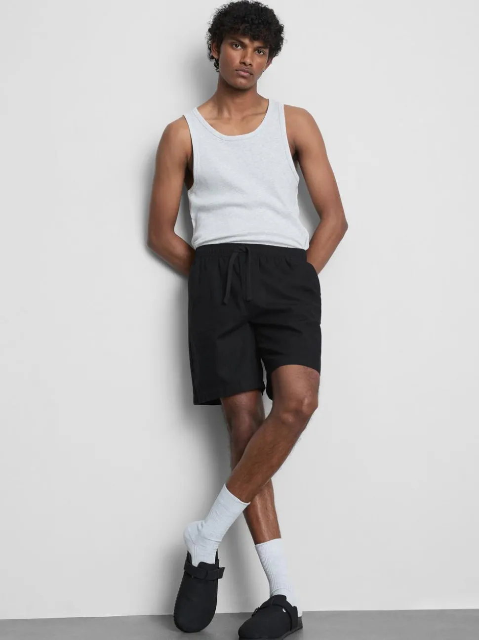 Shorts aus Leinengemisch mit Kordelzug