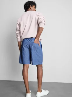 Shorts aus Leinengemisch mit Kordelzug