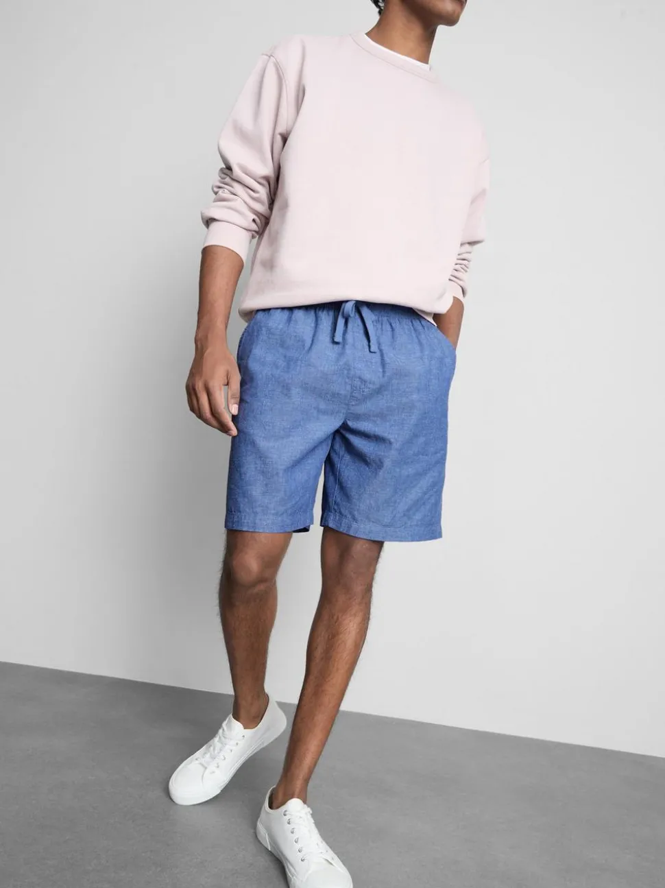 Shorts aus Leinengemisch mit Kordelzug