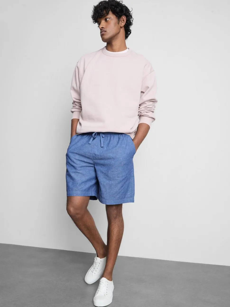 Shorts aus Leinengemisch mit Kordelzug