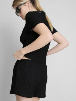 Shorts mit Falten und Kordelzug