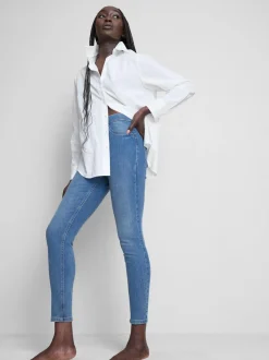 Skinny-Jeggings aus reiner Baumwolle mit mittelhohem Bund