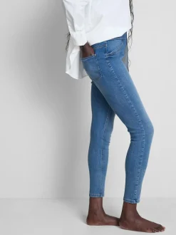 Skinny-Jeggings aus reiner Baumwolle mit mittelhohem Bund