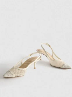 Slingback-Pumps aus Netzstoff, weite Passform