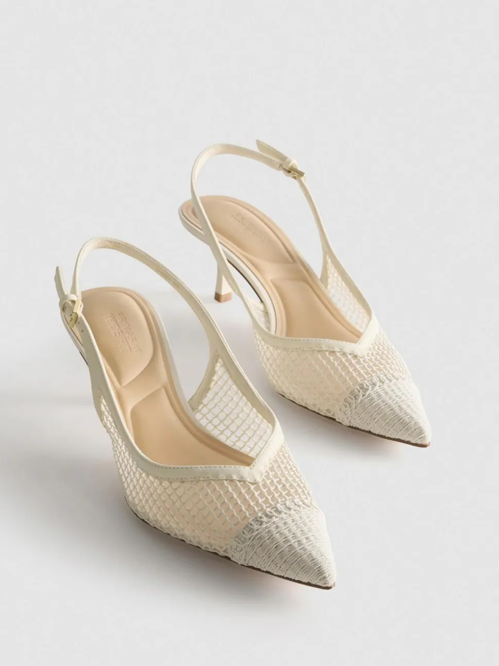 Slingback-Pumps aus Netzstoff, weite Passform
