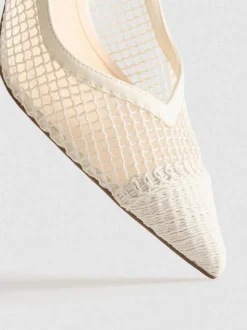 Slingback-Pumps aus Netzstoff, weite Passform