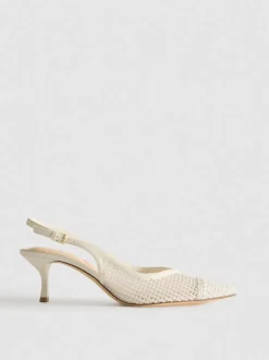 Slingback-Pumps aus Netzstoff, weite Passform