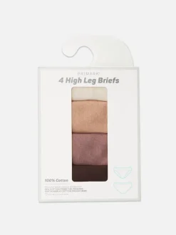 Slips mit hohem Beinausschnitt und neutralen Farben, 4er-Pack