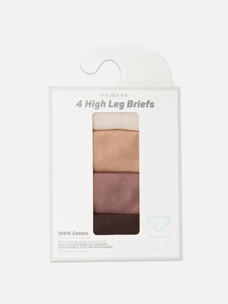 Slips mit hohem Beinausschnitt und neutralen Farben, 4er-Pack