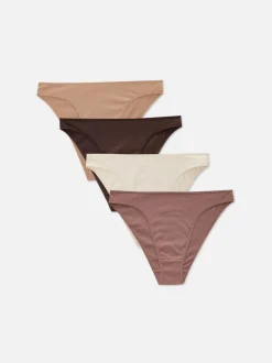 Slips mit hohem Beinausschnitt und neutralen Farben, 4er-Pack