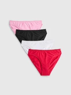 Slips mit hohem Bund und Rüschensaum, 4er-Pack