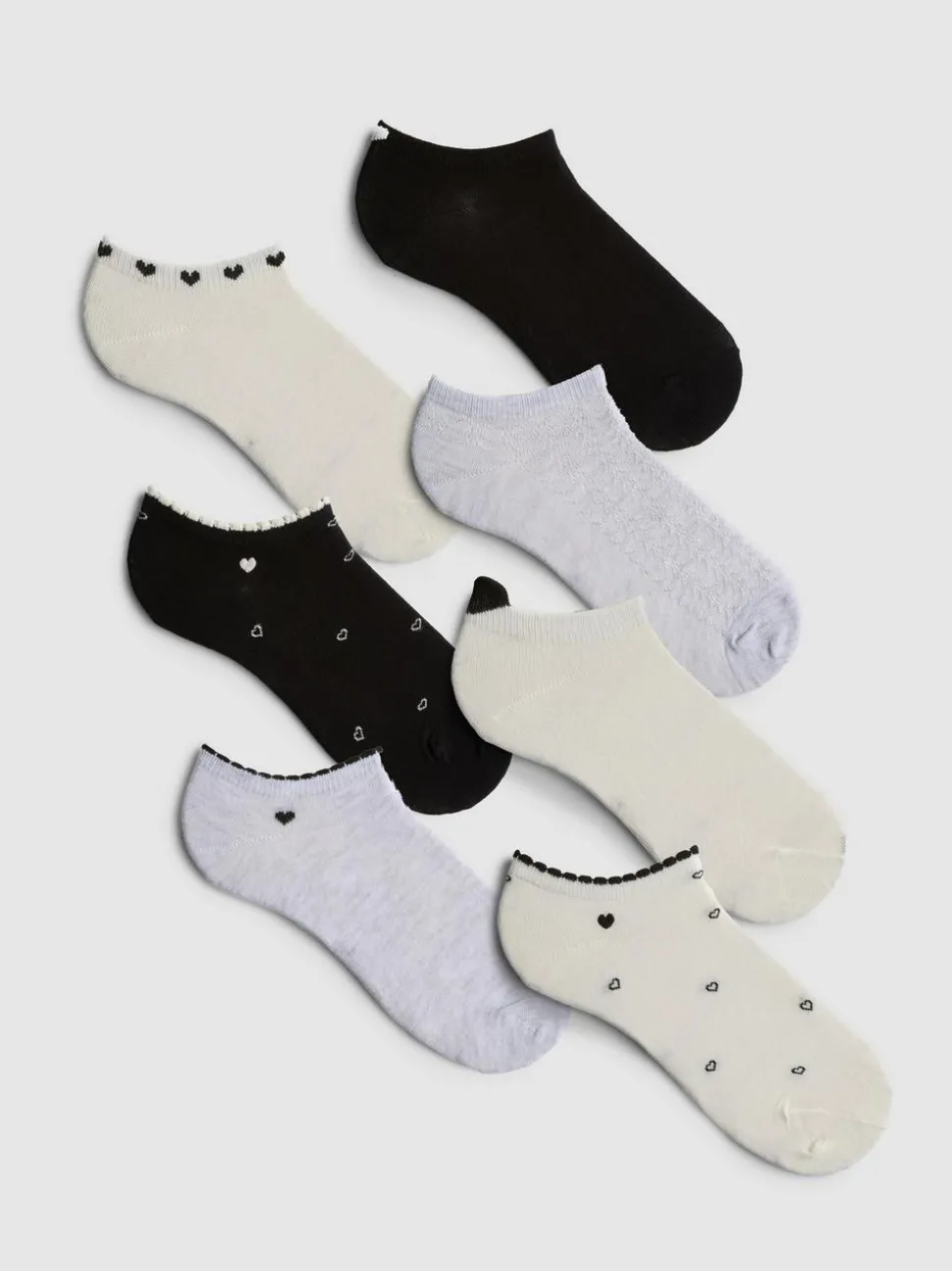 Sneakersocken mit Herzmuster, 7er-Pack