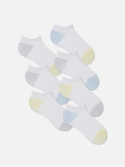 Sneakersocken mit Kontrastspitze, 7er-Pack