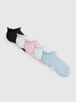 Sneakersocken mit Tüllbesatz, 5er-Pack
