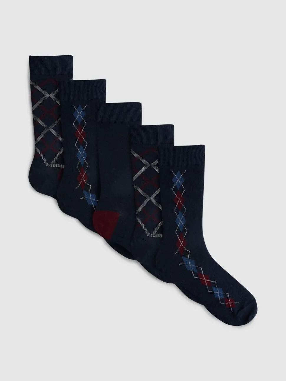 Socken mit Argyle-Muster und hohem Baumwollanteil, 5er-Pack