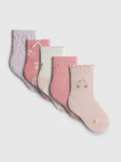 Socken mit Blumenmuster, 5er-Pack