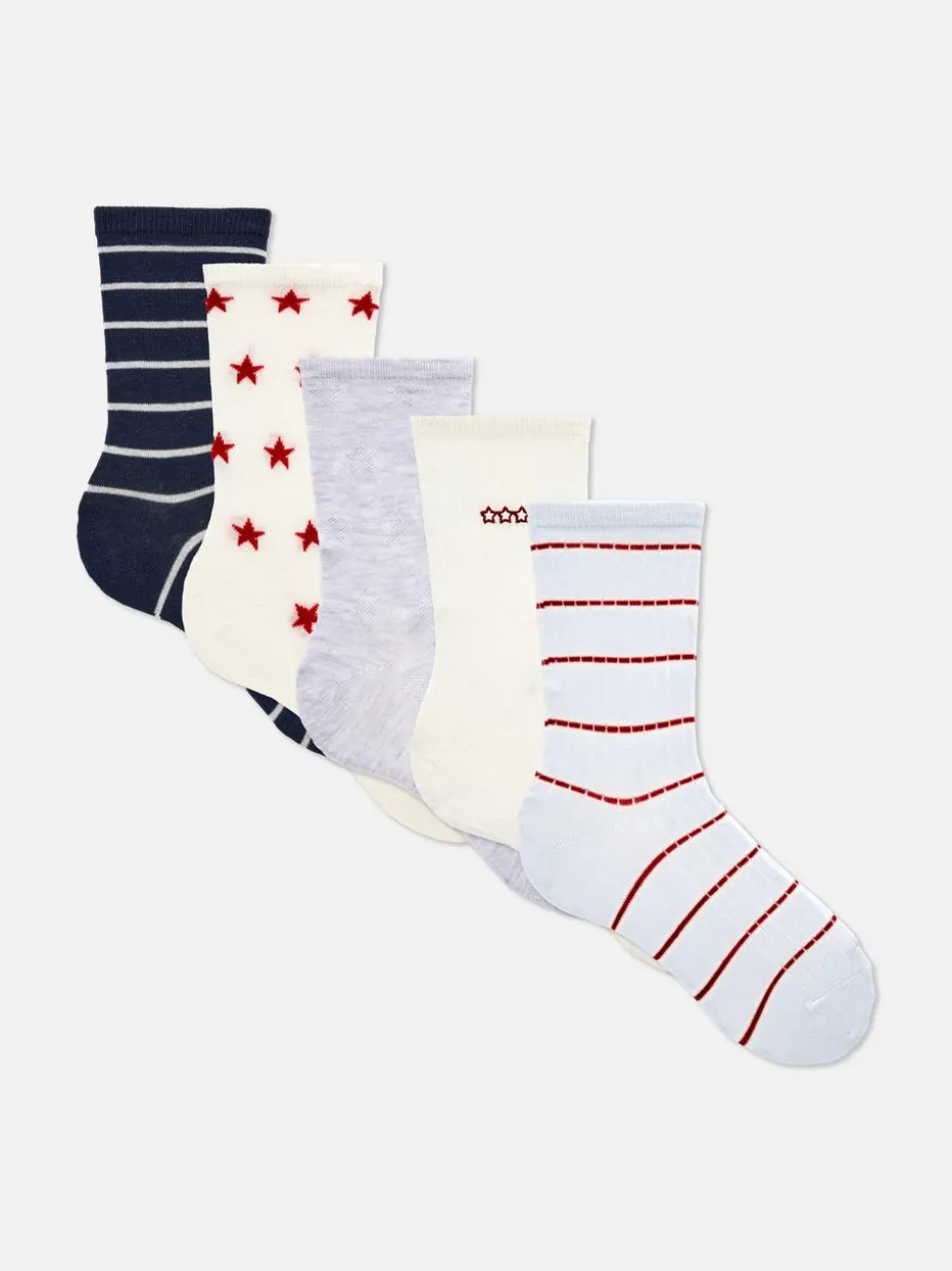 Socken mit Streifen und Sternen, 5er-Pack